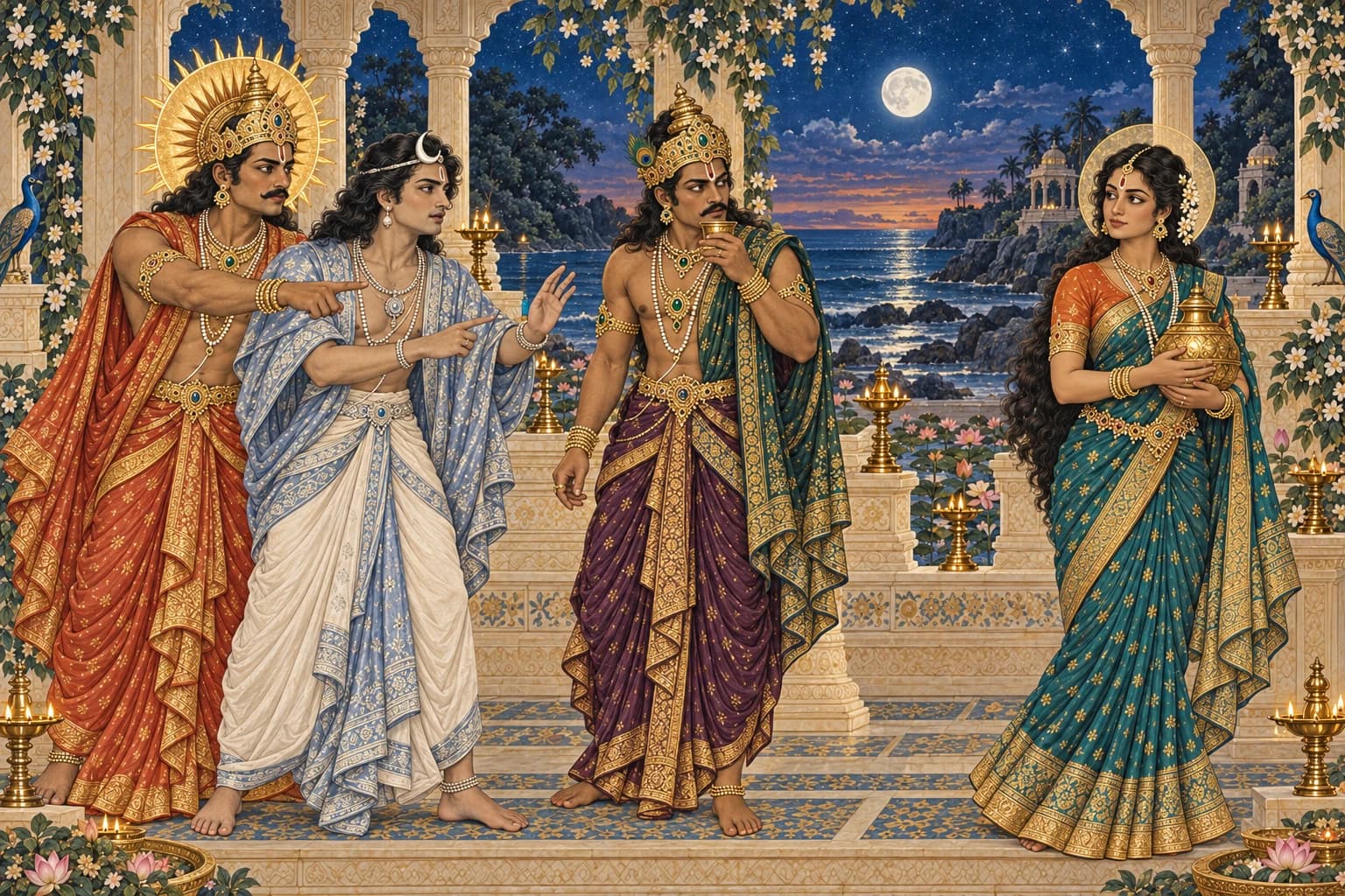Surya and Chandra recognise Rahu as he drinks, drawing Mohini’s attention to him.